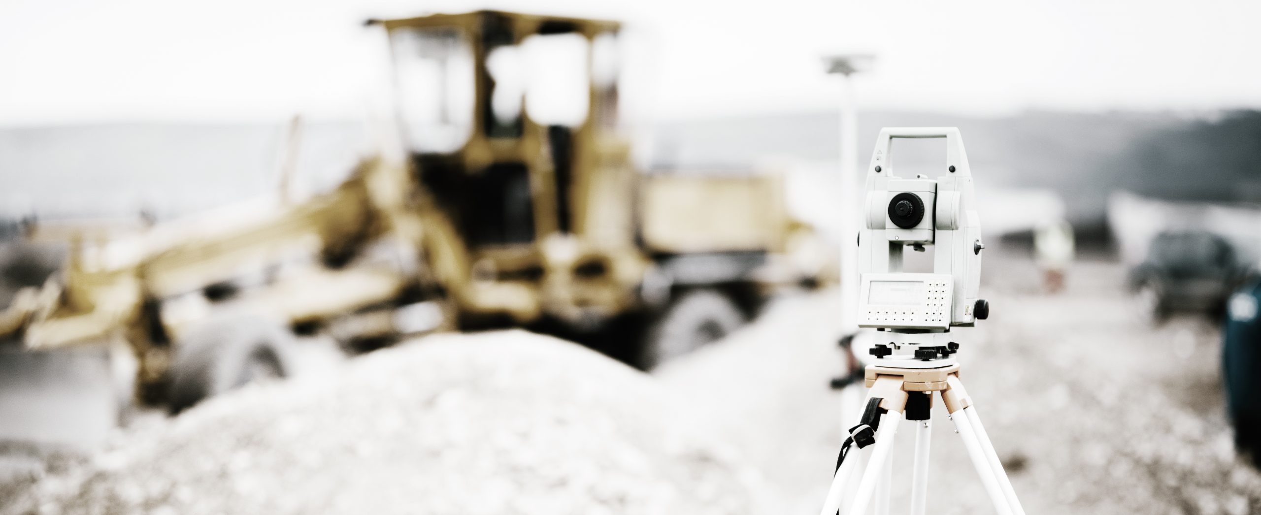 Surveyor equipment GPS system or theodolite outdoors at highway